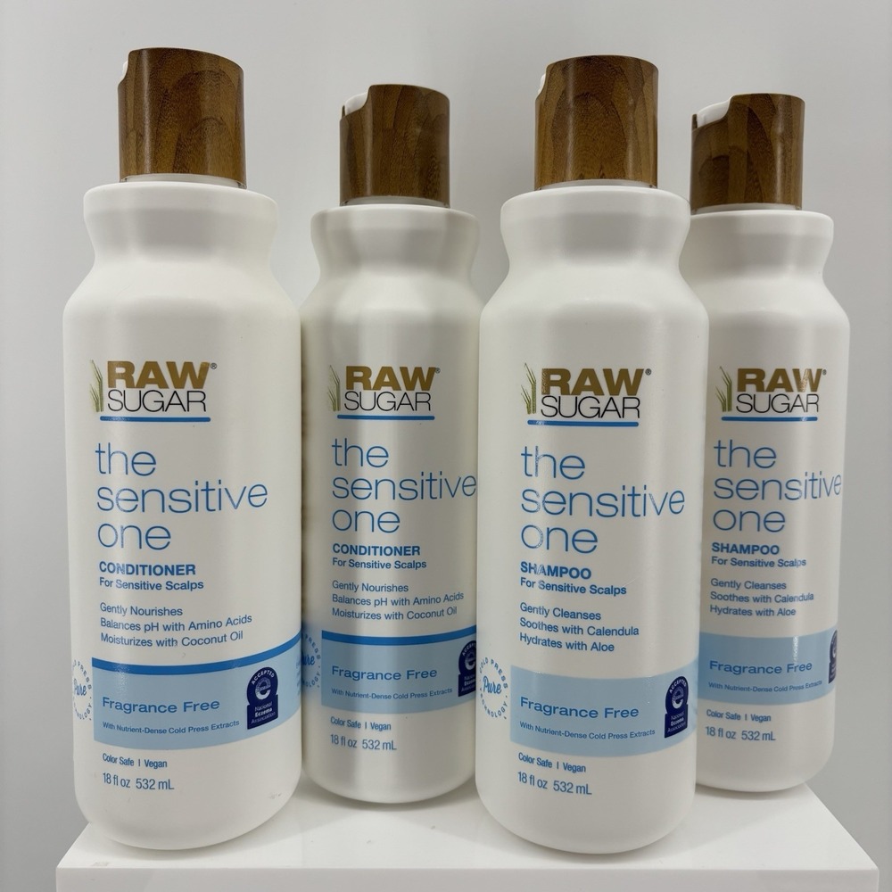 Raw Sugar The Sensitive One (2) Shampoo (2) Conditioner Fragrance Free 18oz Each